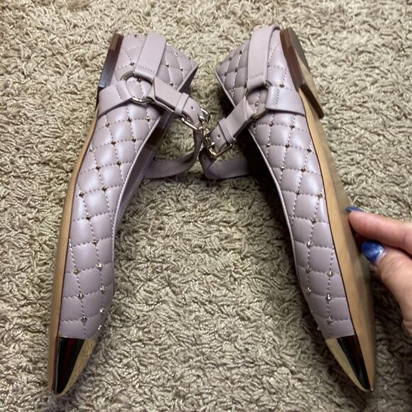 Authentic Valentino Poudre Rockstud Gold Pointe flats Shoes Size 38/8 - Picture 5 of 11